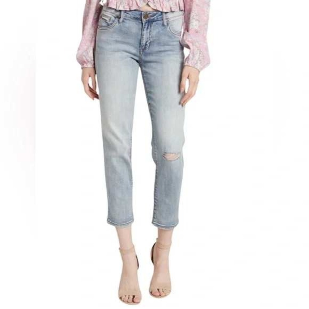 KUT from the Kloth Katy Boyfriend Jeans Light Wash Distressed Size 2